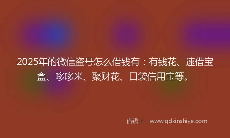 2025年的微信盗号怎么借钱有：有钱花、速借宝盒、哆哆米、聚财花、口袋信用宝等。