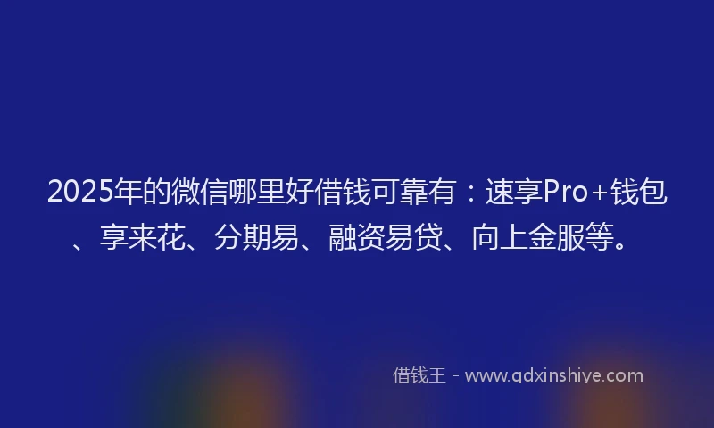 2025年的微信哪里好借钱可靠有：速享Pro+钱包、享来花、分期易、融资易贷、向上金服等。