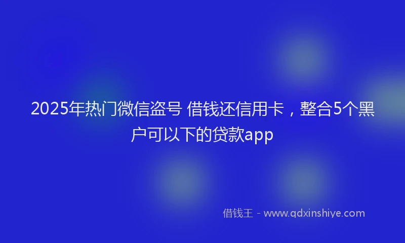 2025年热门微信盗号 借钱还信用卡，整合5个黑户可以下的贷款app