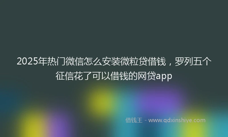 2025年热门微信怎么安装微粒贷借钱，罗列五个征信花了可以借钱的网贷app