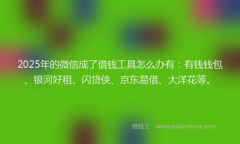 2025年的微信成了借钱工具怎么办有：有钱钱包、银河好租、闪贷侠、京东易借、大洋花等。