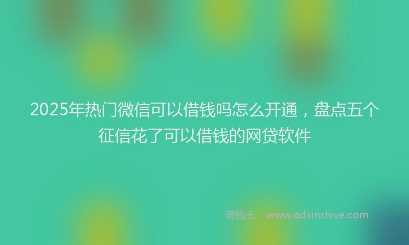 2025年热门微信可以借钱吗怎么开通，盘点五个征信花了可以借钱的网贷软件