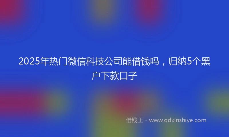 2025年热门微信科技公司能借钱吗，归纳5个黑户下款口子
