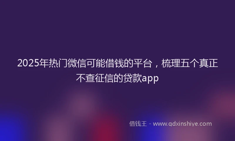 2025年热门微信可能借钱的平台，梳理五个真正不查征信的贷款app