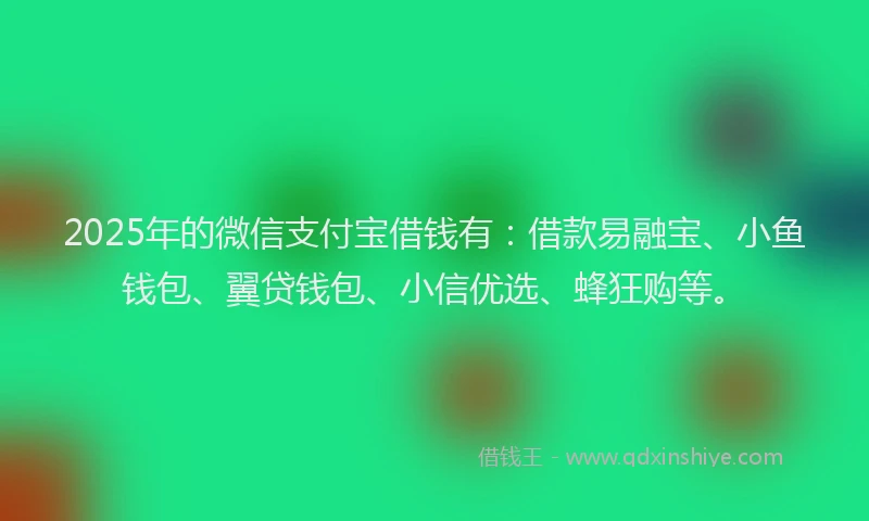 2025年的微信支付宝借钱有：借款易融宝、小鱼钱包、翼贷钱包、小信优选、蜂狂购等。