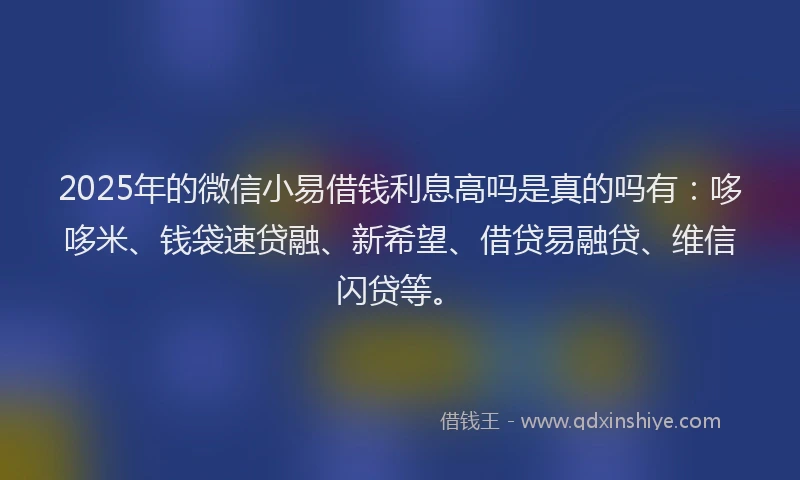 2025年的微信小易借钱利息高吗是真的吗有：哆哆米、钱袋速贷融、新希望、借贷易融贷、维信闪贷等。