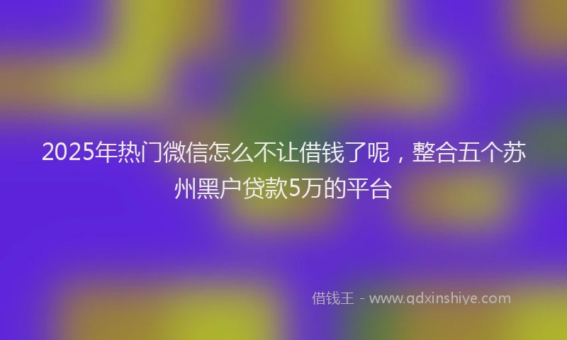 2025年热门微信怎么不让借钱了呢，整合五个苏州黑户贷款5万的平台