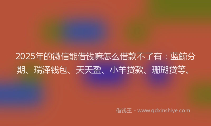 2025年的微信能借钱嘛怎么借款不了有：蓝鲸分期、瑞泽钱包、天天盈、小羊贷款、珊瑚贷等。