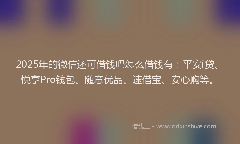2025年的微信还可借钱吗怎么借钱有：平安i贷、悦享Pro钱包、随意优品、速借宝、安心购等。