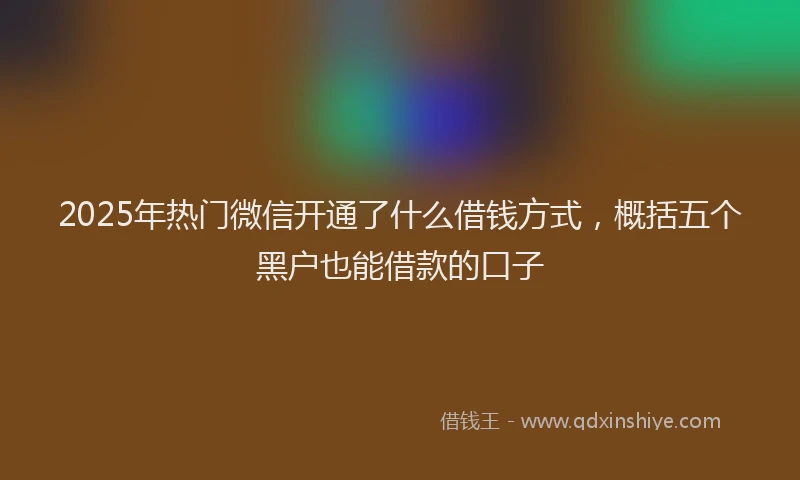 2025年热门微信开通了什么借钱方式，概括五个黑户也能借款的口子