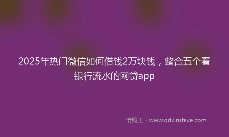 2025年热门微信如何借钱2万块钱，整合五个看银行流水的网贷app