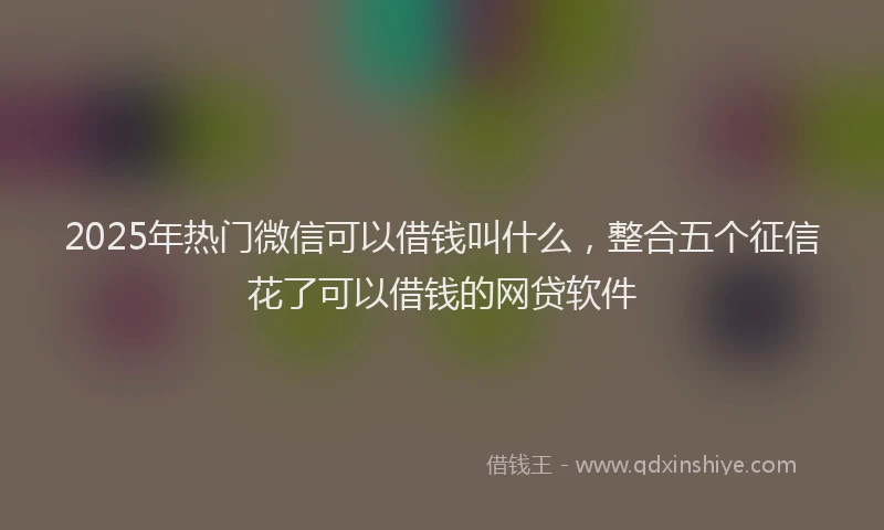 2025年热门微信可以借钱叫什么，整合五个征信花了可以借钱的网贷软件