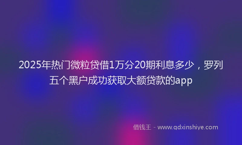 2025年热门微粒贷借1万分20期利息多少，罗列五个黑户成功获取大额贷款的app