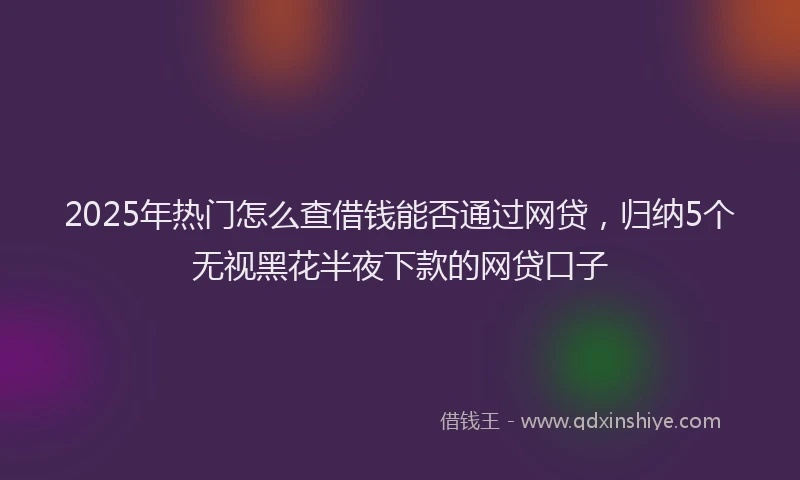 2025年热门怎么查借钱能否通过网贷,归纳5个无视黑花半夜下款的网贷口子