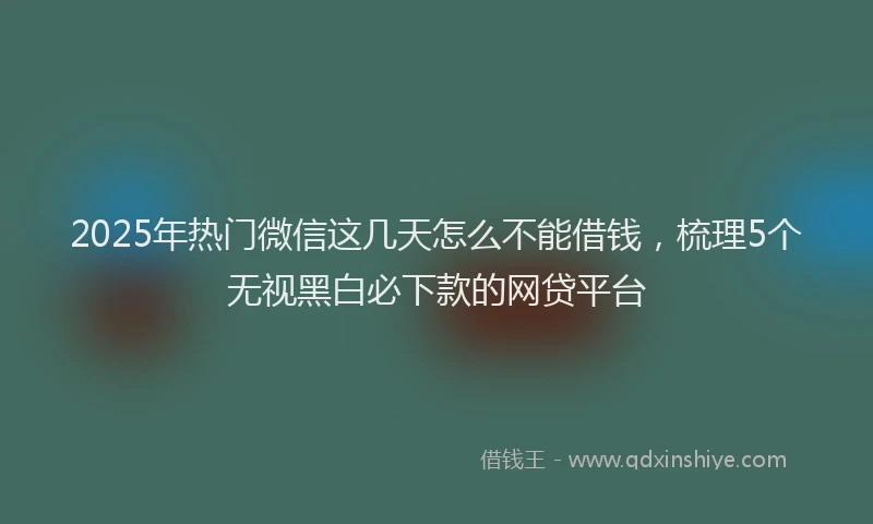 2025年热门微信这几天怎么不能借钱,梳理5个无视黑白必下款的网贷平台