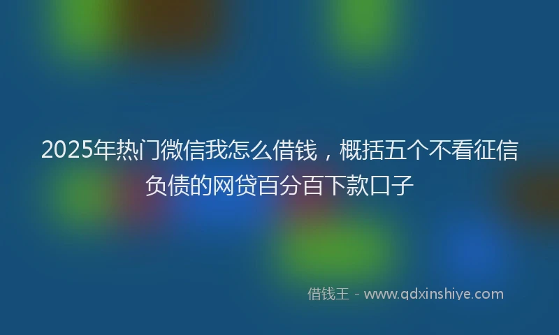 2025年热门微信我怎么借钱，概括五个不看征信负债的网贷百分百下款口子