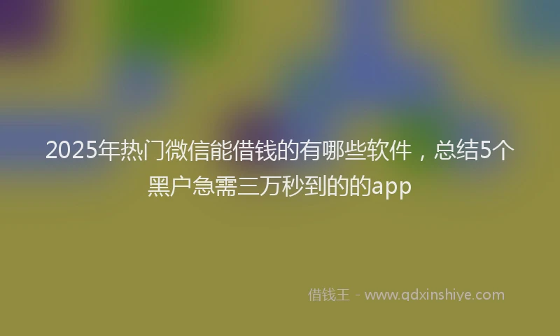 2025年热门微信能借钱的有哪些软件，总结5个黑户急需三万秒到的的app