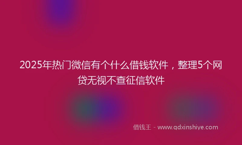2025年热门微信有个什么借钱软件，整理5个网贷无视不查征信软件