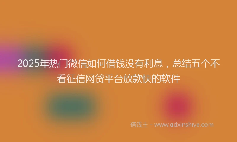 2025年热门微信如何借钱没有利息，总结五个不看征信网贷平台放款快的软件