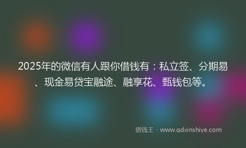 2025年的微信有人跟你借钱有：私立签、分期易、现金易贷宝融途、融享花、甄钱包等。