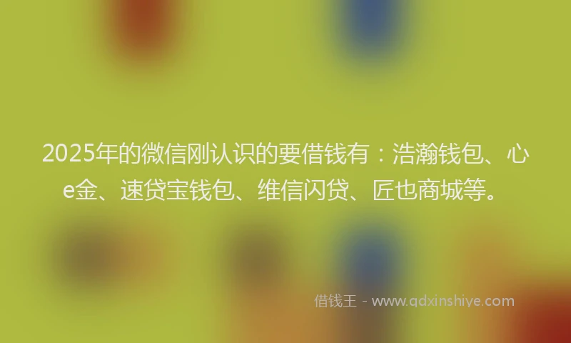 2025年的微信刚认识的要借钱有：浩瀚钱包、心e金、速贷宝钱包、维信闪贷、匠也商城等。
