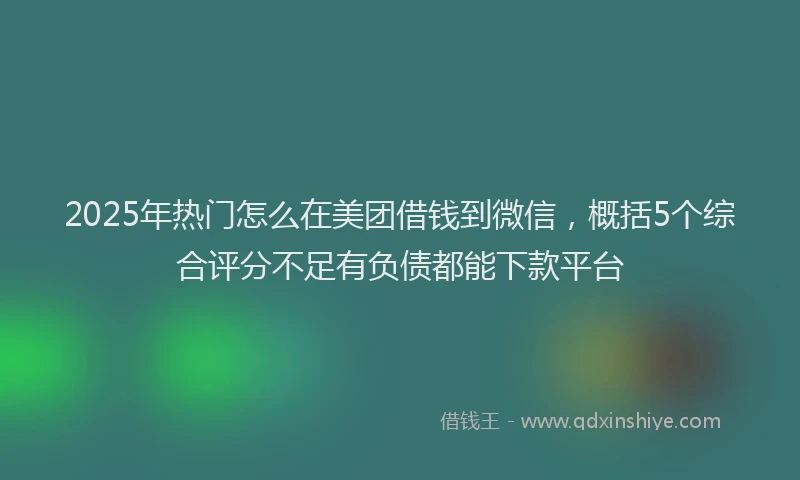 2025年热门怎么在美团借钱到微信,概括5个综合评分不足有负债都能下款平台