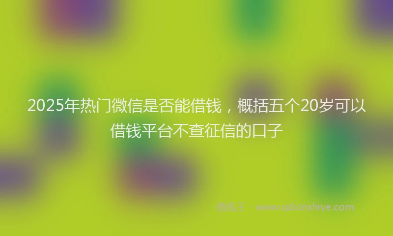 2025年热门微信是否能借钱，概括五个20岁可以借钱平台不查征信的口子