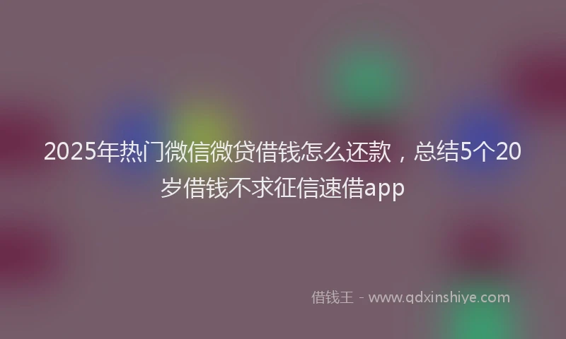 2025年热门微信微贷借钱怎么还款，总结5个20岁借钱不求征信速借app