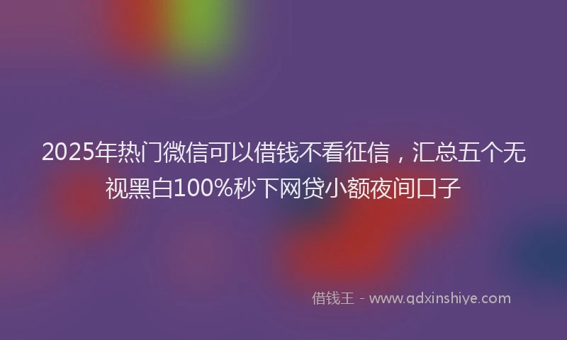 2025年热门微信可以借钱不看征信，汇总五个无视黑白100%秒下网贷小额夜间口子