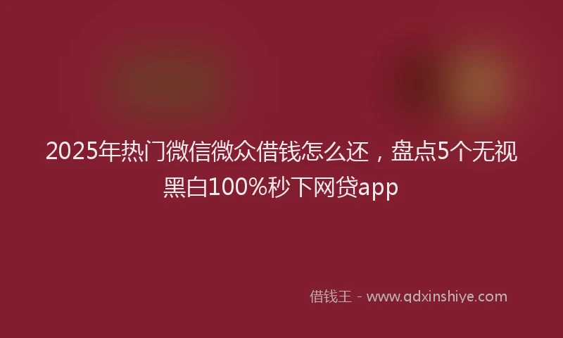 2025年热门微信微众借钱怎么还，盘点5个无视黑白100%秒下网贷app
