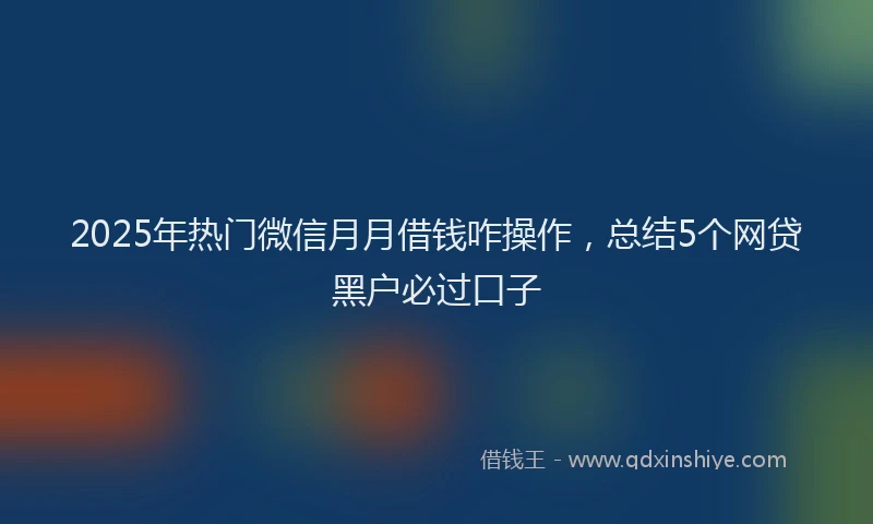 2025年热门微信月月借钱咋操作，总结5个网贷黑户必过口子