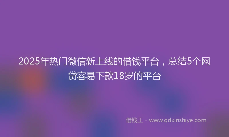 2025年热门微信新上线的借钱平台，总结5个网贷容易下款18岁的平台