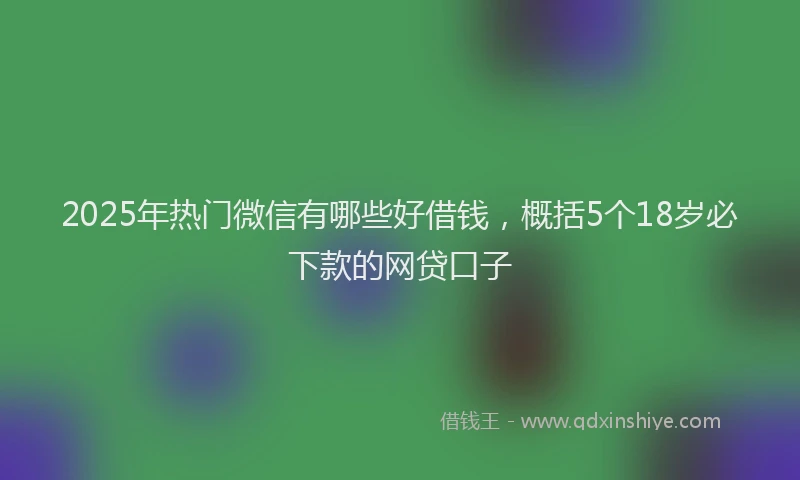 2025年热门微信有哪些好借钱，概括5个18岁必下款的网贷口子