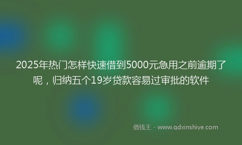 2025年热门怎样快速借到5000元急用之前逾期了呢，归纳五个19岁贷款容易过审批的软件