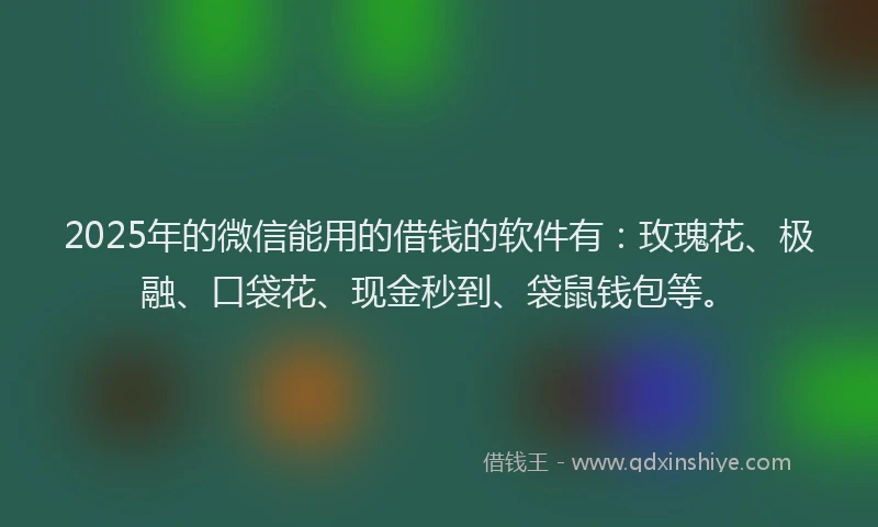 2025年的微信能用的借钱的软件有：玫瑰花、极融、口袋花、现金秒到、袋鼠钱包等。