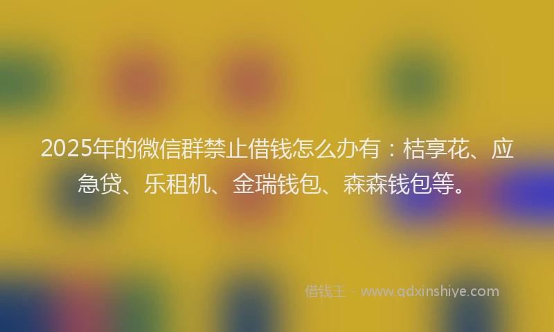2025年的微信群禁止借钱怎么办有：桔享花、应急贷、乐租机、金瑞钱包、森森钱包等。