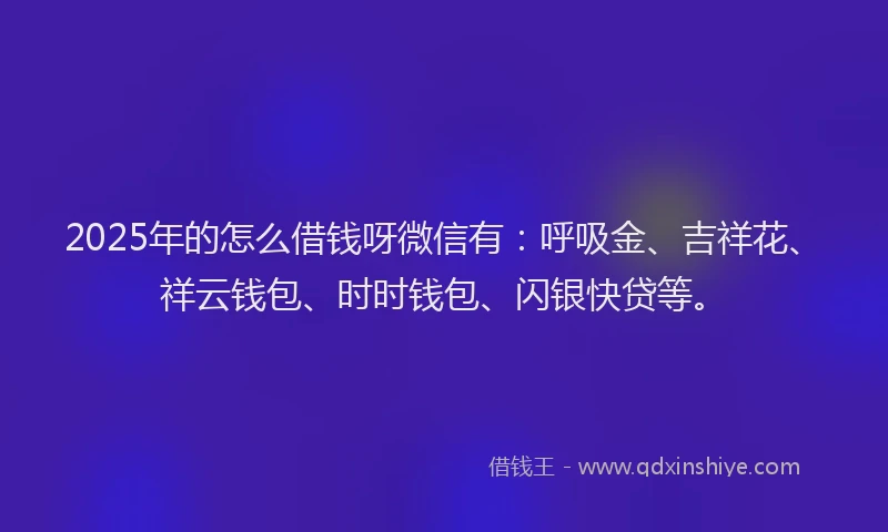 2025年的怎么借钱呀微信有：呼吸金、吉祥花、祥云钱包、时时钱包、闪银快贷等。