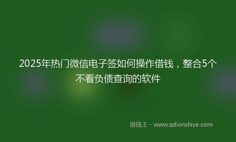 2025年热门微信电子签如何操作借钱，整合5个不看负债查询的软件