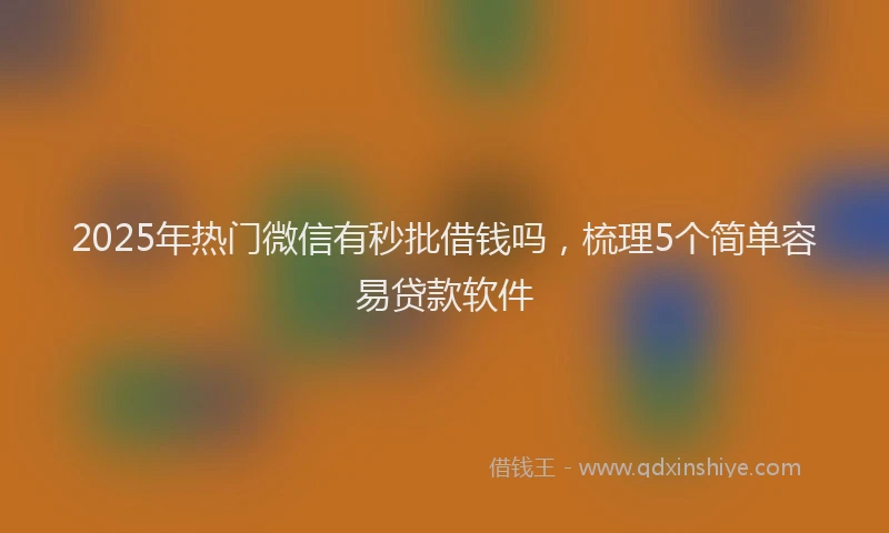 2025年热门微信有秒批借钱吗，梳理5个简单容易贷款软件