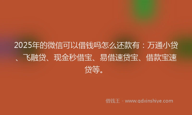 2025年的微信可以借钱吗怎么还款有：万通小贷、飞融贷、现金秒借宝、易借速贷宝、借款宝速贷等。