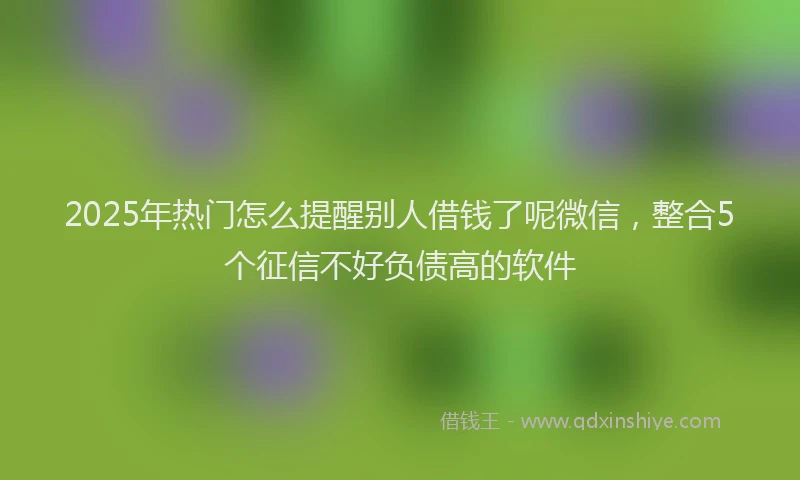 2025年热门怎么提醒别人借钱了呢微信,整合5个征信不好负债高的软件