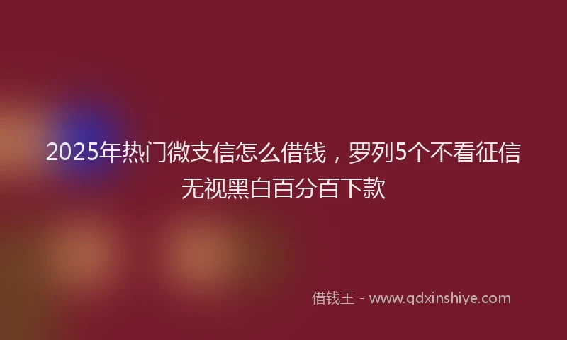 2025年热门微支信怎么借钱，罗列5个不看征信无视黑白百分百下款