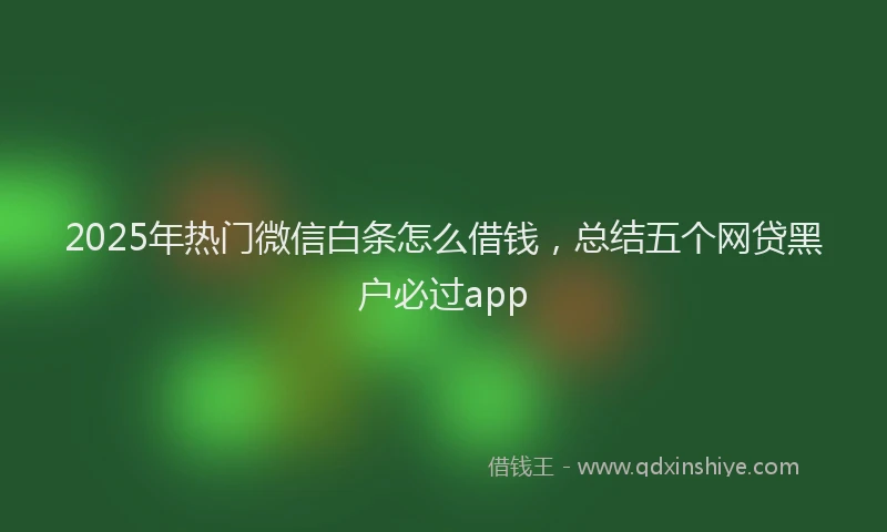 2025年热门微信白条怎么借钱，总结五个网贷黑户必过app