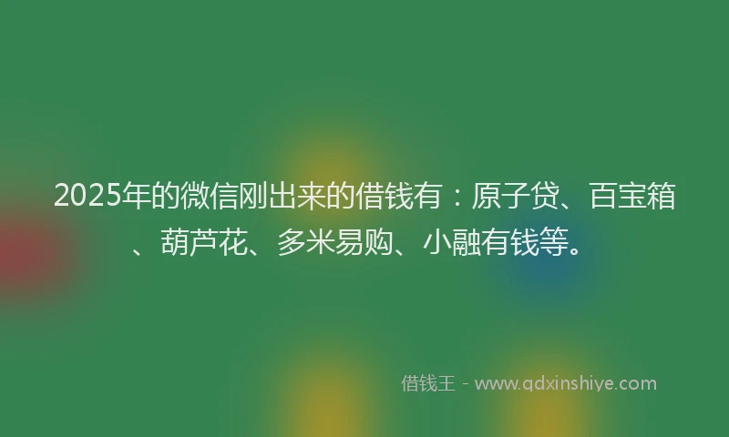 2025年的微信刚出来的借钱有：原子贷、百宝箱、葫芦花、多米易购、小融有钱等。
