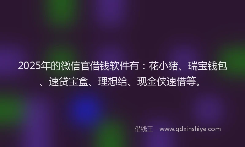 2025年的微信官借钱软件有：花小猪、瑞宝钱包、速贷宝盒、理想给、现金侠速借等。
