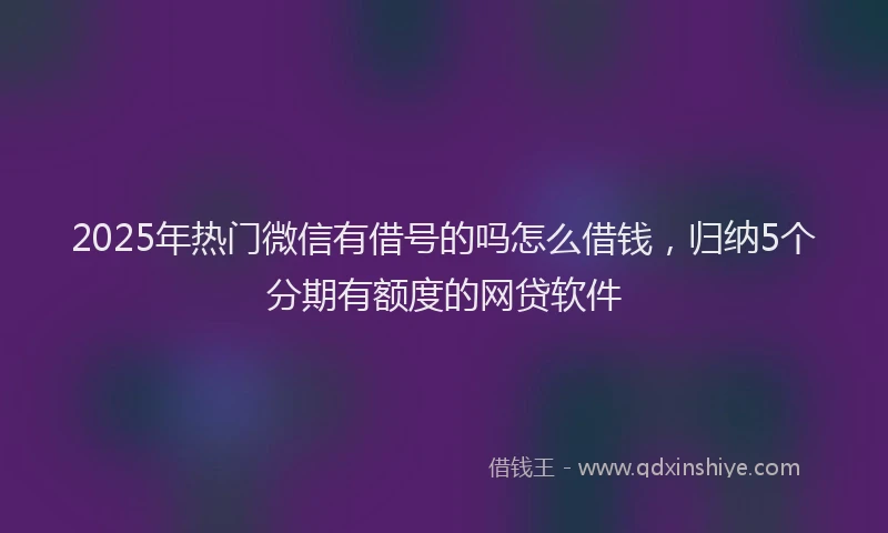 2025年热门微信有借号的吗怎么借钱，归纳5个分期有额度的网贷软件