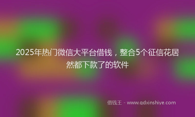 2025年热门微信大平台借钱，整合5个征信花居然都下款了的软件