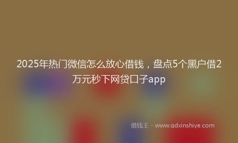 2025年热门微信怎么放心借钱，盘点5个黑户借2万元秒下网贷口子app
