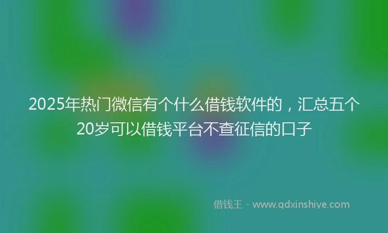 2025年热门微信有个什么借钱软件的，汇总五个20岁可以借钱平台不查征信的口子