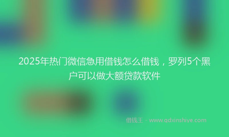 2025年热门微信急用借钱怎么借钱，罗列5个黑户可以做大额贷款软件